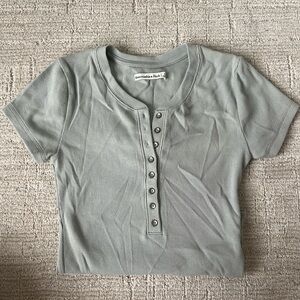 Ribbed Abercrombie and Fitch Button-Up Top in Grey